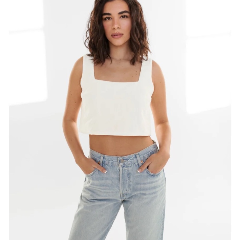 Elegant Ivory Square Neck Crop Top
